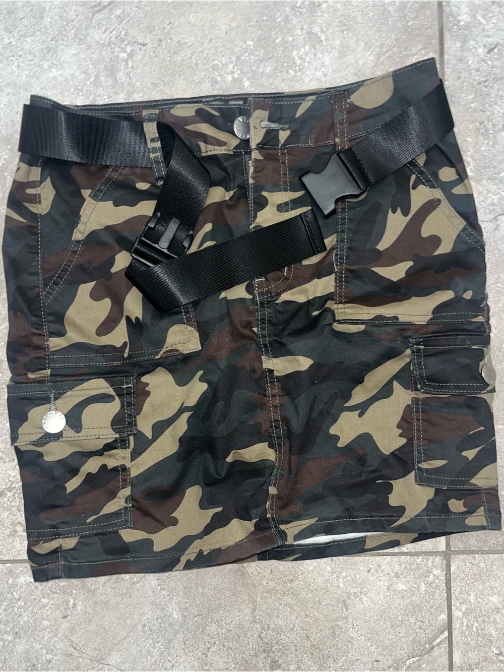 Camo Utility Mini Skirt with Detachable Belt